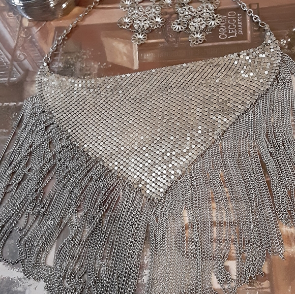 Silver Bib Necklace, Earrings and Bracelet - Picture 2 of 6